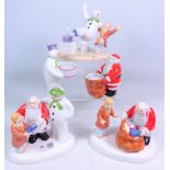 Four Coalport The Snowman figurines; 'Treading The Boards', 'The Special Gift',