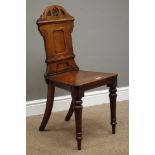 Victorian mahogany hall chair, shaped back,