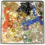 Victorian and later jewellery and watches including two Lapis Lazuli bead necklaces, jet,