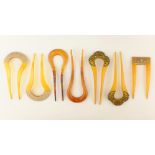 Three pairs of simulated tortoiseshell hair slides and one other Condition Report