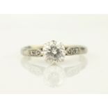 Brilliant cut diamond solitaire ring platinum set approx 0.