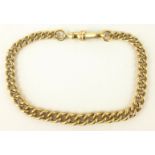 9ct gold curb chain bracelet with Albert clasp each link stamped 375 approx 13.