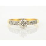 Brilliant cut diamond solitaire gold ring approx 0.