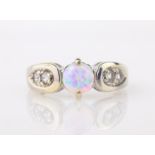 9ct white gold opal and white topaz ring hallmarked Condition Report <a