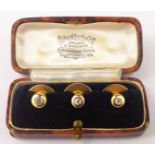 Set of three gold graduating diamond dress studs stamped 18ct Condition Report