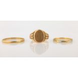 9ct rose gold signet ring Chester 1912,