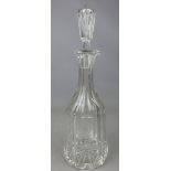 Late 19th/ early 20th century heavy cut glass decanter, etched with grapes and vines,