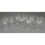 Set of four Waterford 'Lismore' wine glasses with two similar and four matching Waterford small