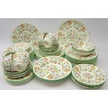 Minton 'Haddon hall' dinner and teaware comprising; eight cups and saucers, ten tea plates,