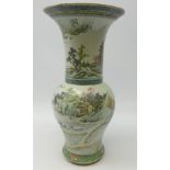 Late 19th/ early 20th century Chinese flared neck vase hand painted with figures in a landscape and