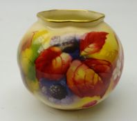 1930's Royal Worcester hand painted vase decorated with fruit, signed Kitty Blake,