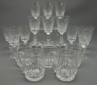 Set of six Stuart 'Glendevon' pattern red wine goblets and six white wine goblets and five Stuart