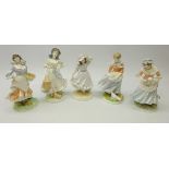 Four Royal Worcester 'Old County Ways' & 'Grandma's Bonnet' figures (5) Condition Report