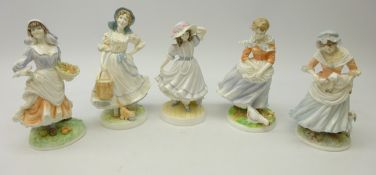 Four Royal Worcester 'Old County Ways' & 'Grandma's Bonnet' figures (5) Condition Report