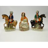 Pair Victorian Staffordshire flatbacks 'Tom King' & 'Dick Turpin' and 'Little Red Riding Hood',