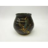 Early 20th century Japanese stoneware vase, of ribbed form,