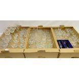 Pair Waterford crystal small wine glasses, brandy balloon & four sherry glasses,