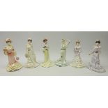 Six Coalport 'Golden Age' limited edition figurines (6)