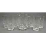 Set of six Waterford Lismore pattern highball tumblers and a Waterford water jug (7)