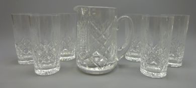 Set of six Waterford Lismore pattern highball tumblers and a Waterford water jug (7)
