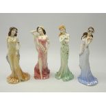 Set of four Coalport lustre figurines; 'Topaz', 'Ruby',