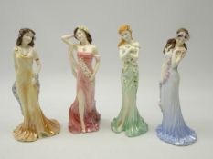 Set of four Coalport lustre figurines; 'Topaz', 'Ruby',