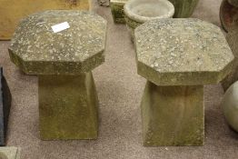 Pair stone staddle stones domed canted tops tapering bases, worked by Ripon Cathedral stone masons,