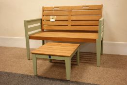 Florenity teak and painted two seat bench (W117cm),