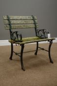 Weathered wood slatted and wrought metal armchair (W62cm),