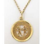 9ct gold baby twins pendant necklace stamped 375 approx 5.