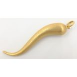 Brushed gold pod pendant stamped 750 approx 12.7gm Condition Report Length = 7.