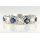 Diamond and sapphire platinum set eternity ring Condition Report Approx 6gm size