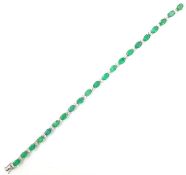 18ct white gold emerald and brilliant cut diamond bracelet stamped 750 emerald approx 9.