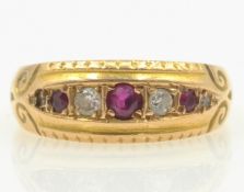 Victorian ruby and diamond 15ct gold ring Birmingham 1894 Condition Report Approx 2.