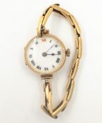Early 20th century 9ct gold wristwatch on gold expandable bracelet Condition Report
