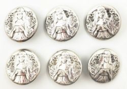 Set of six silver Art Nouveau buttons by Joseph Gloster Birmingham 1902 Condition Report