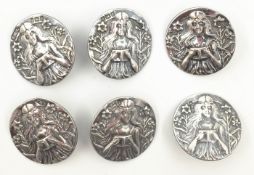 Set of six silver Art Nouveau buttons by Samuel M Levi Birmingham 1901 Condition Report
