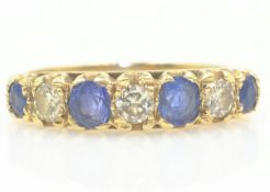 Seven stone sapphire and diamond ring hallmarked 9ct Condition Report approx 2.