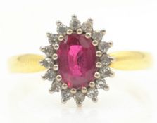 Ruby and diamond cluster 18ct yellow gold ring Birmingham 1969 Condition Report 4.