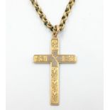 Victorian 9ct gold chain necklace with cross pendant stamped 9ct approx 8.