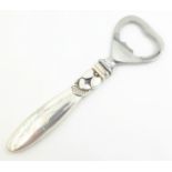 Georg Jensen stainless steel bottle opener no 271 with Cactus silver handle stamped Georg Jensen