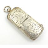 Victorian silver dual sovereign/vesta case all-over scroll decoration initial cartouche by Joseph