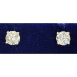 Pair of 18ct white gold brilliant cut diamond stud ear-rings approx 1 carat Condition
