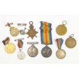 Group of three WW1 Service medals issued to 983 Pte. H J Ward York Regt.