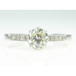 Platinum single stone brilliant cut diamond ring,