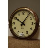 Gents' of Leicester electric clock, cream Arabic dial with bevelled glass & brass bezel,