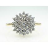 Diamond cluster ring hallmarked 9ct Condition Report Approx 2.