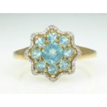 Floral stone set 9ct gold ring hallmarked Condition Report <a href='//www.