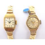 Ladies Avia gold wristwatch and a ladies Everite gold wristwatch both hallmarked 9ct on expandable
