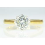 Single stone diamond ring hallmarked 18ct approx 0.